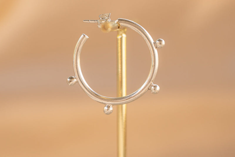 Ember Hoop handmade silver plated earring in silver — Land of Sundara