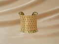 Eye of horus single cuff w lines handmade brass bracelet in gold — Land of Sundara