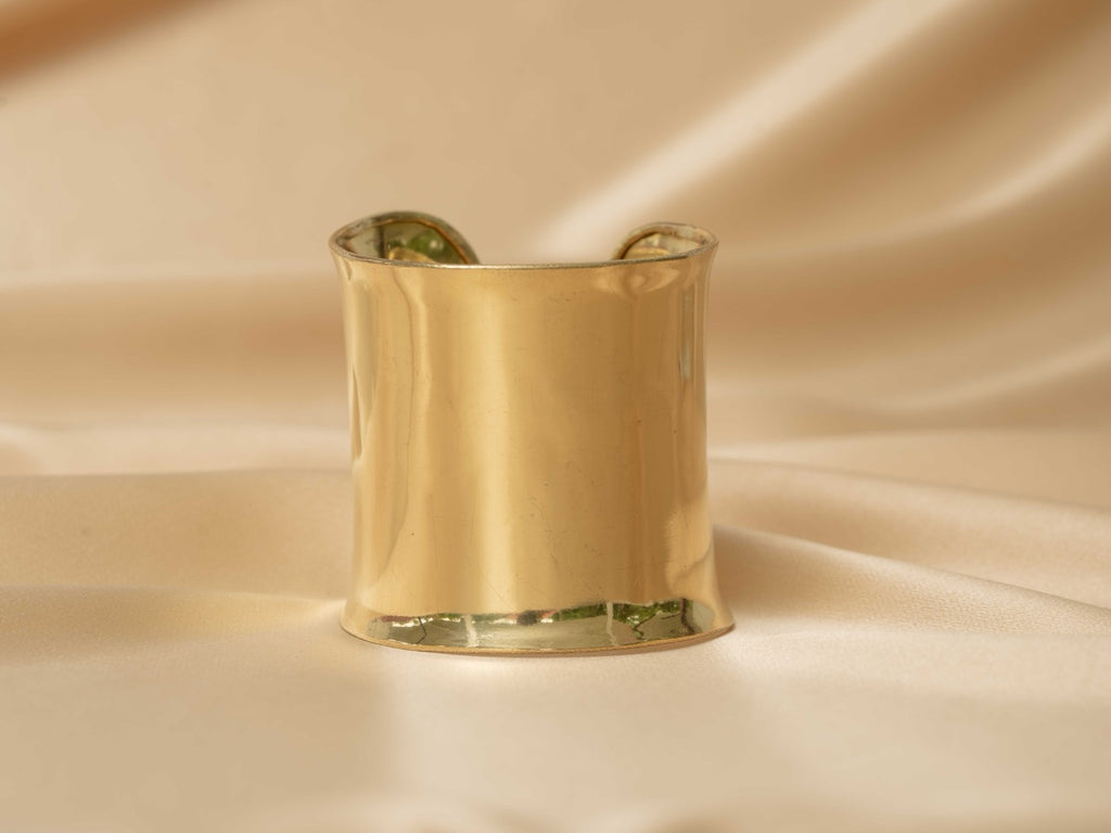 Eye of ra single cuff handmade brass bracelet in gold — Land of Sundara