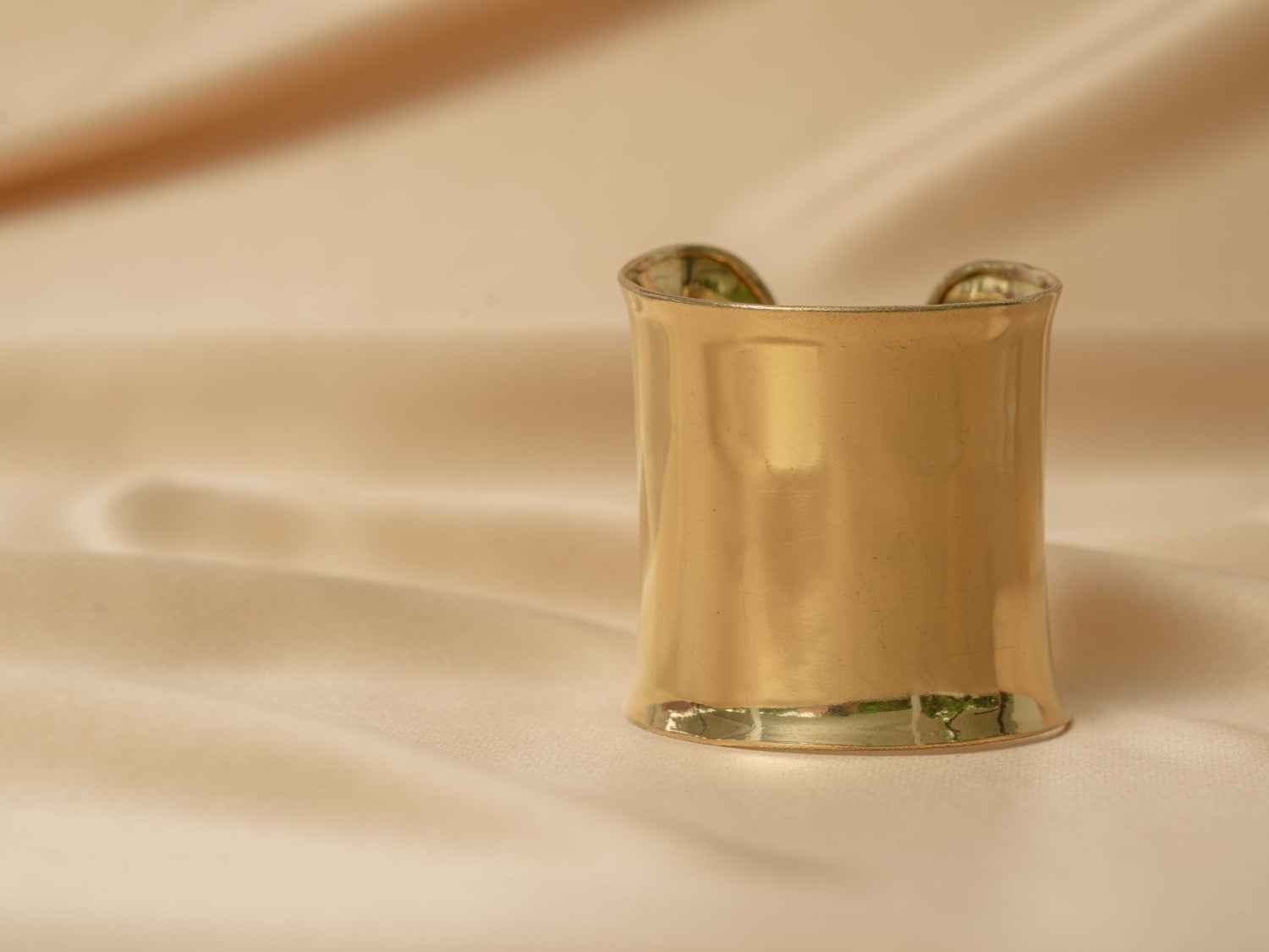 Eye of ra single cuff handmade brass bracelet in gold — Land of Sundara