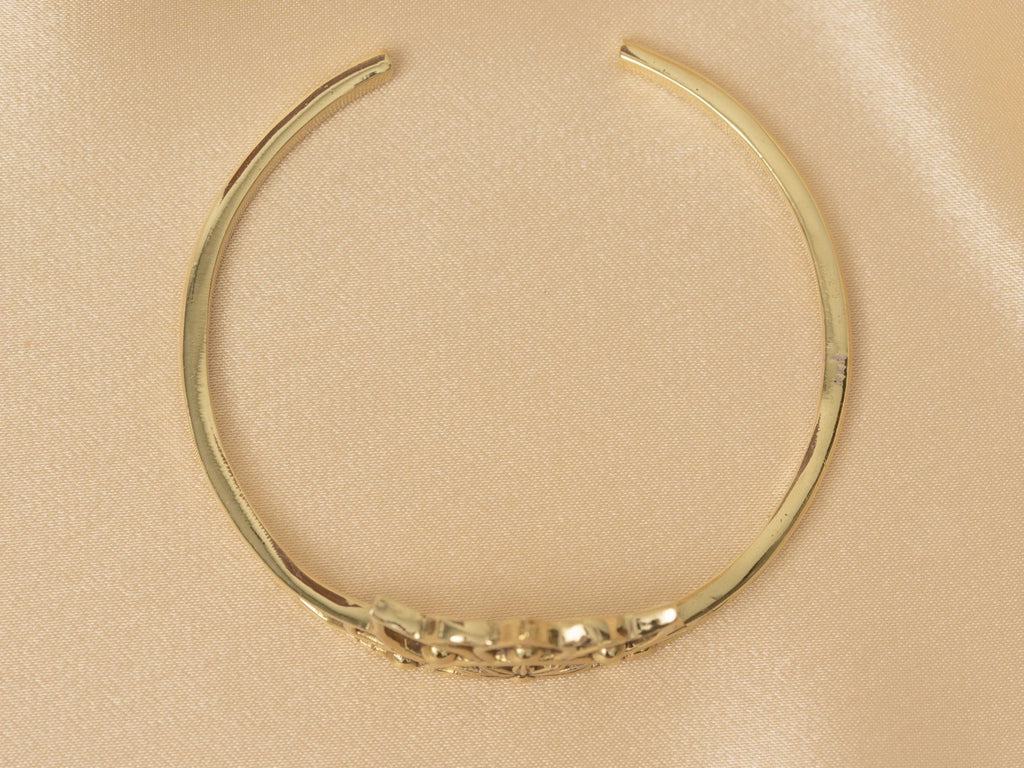 Mandala bangle handmade brass bracelet in gold — Land of Sundara