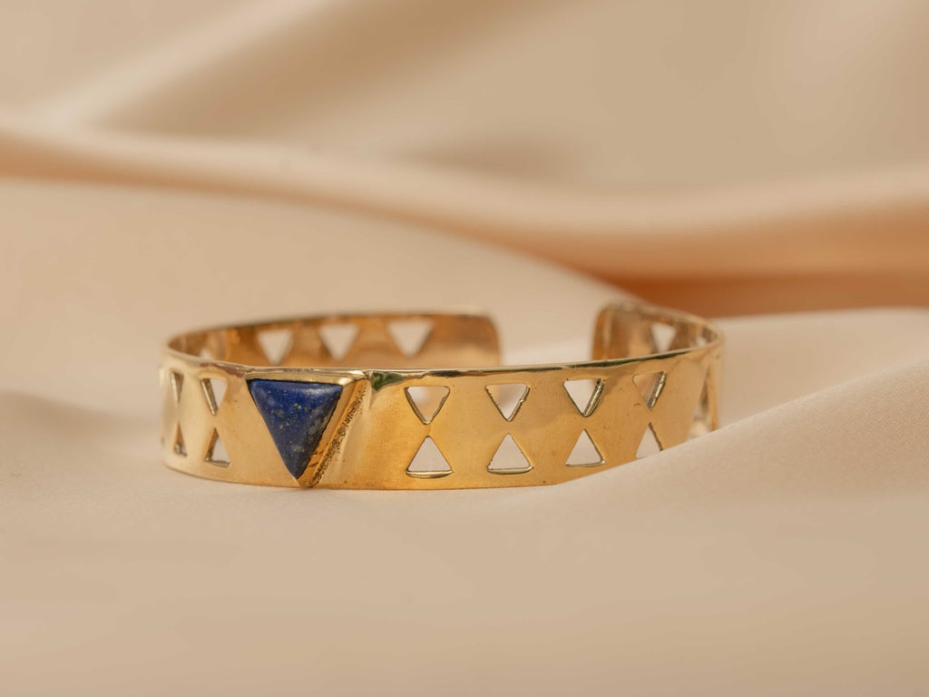 Scarab bracelet handmade brass bracelet in gold — Land of Sundara