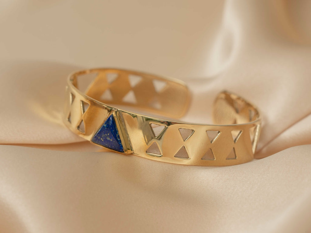 Scarab bracelet handmade brass bracelet in gold — Land of Sundara