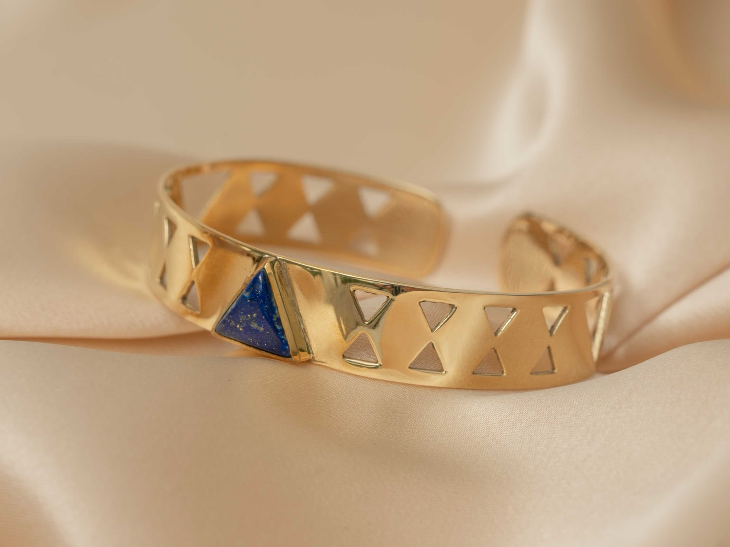 Scarab bracelet handmade brass bracelet in gold — Land of Sundara