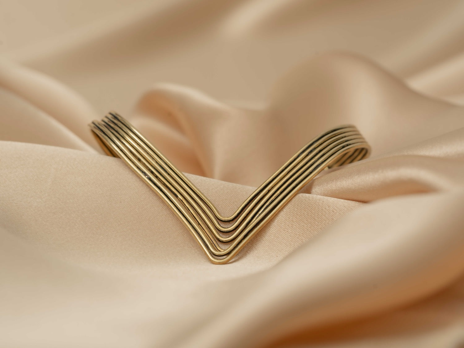 Venus cufff handmade brass bracelet in gold — Land of Sundara