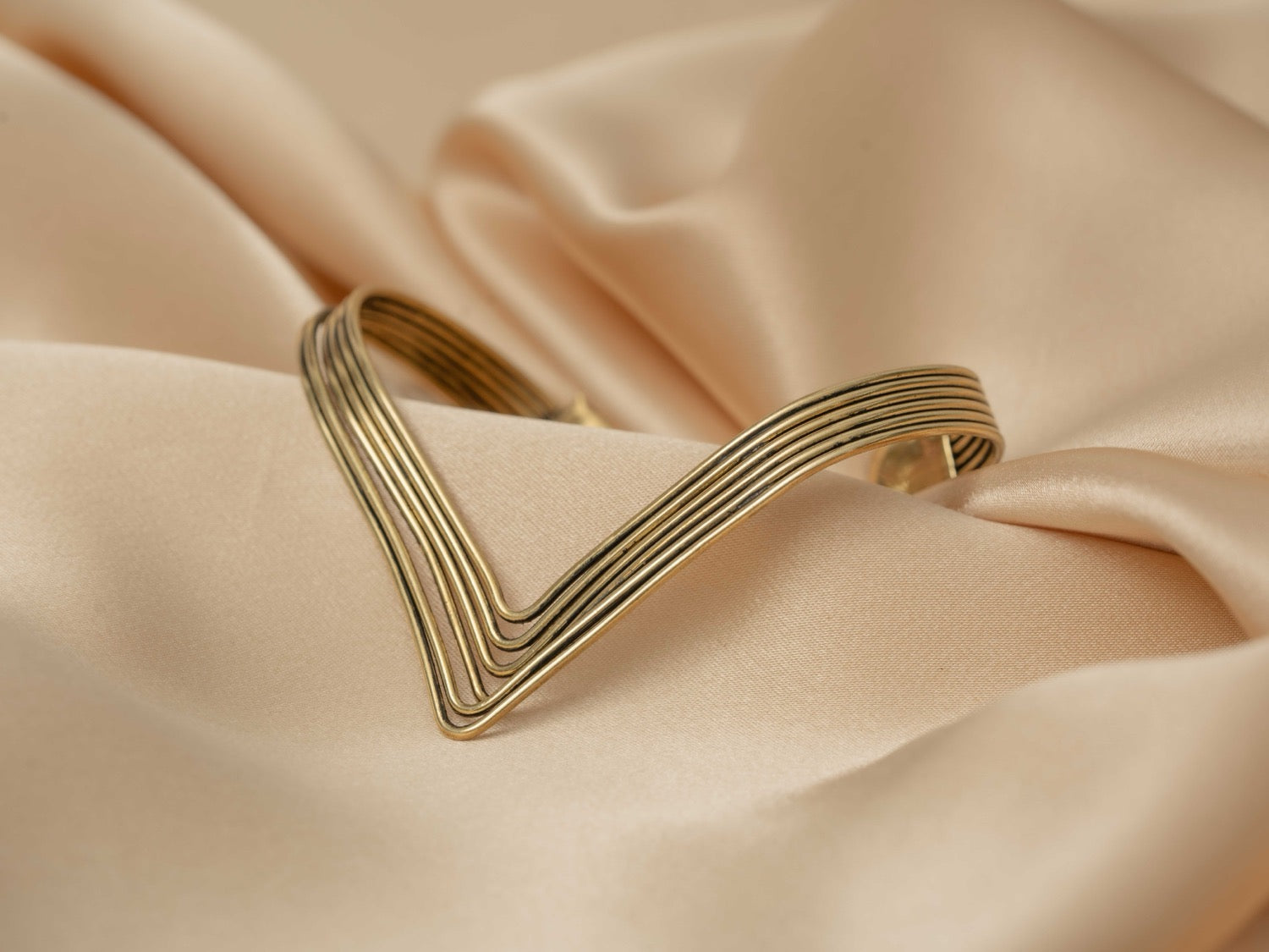 Venus cufff handmade brass bracelet in gold — Land of Sundara