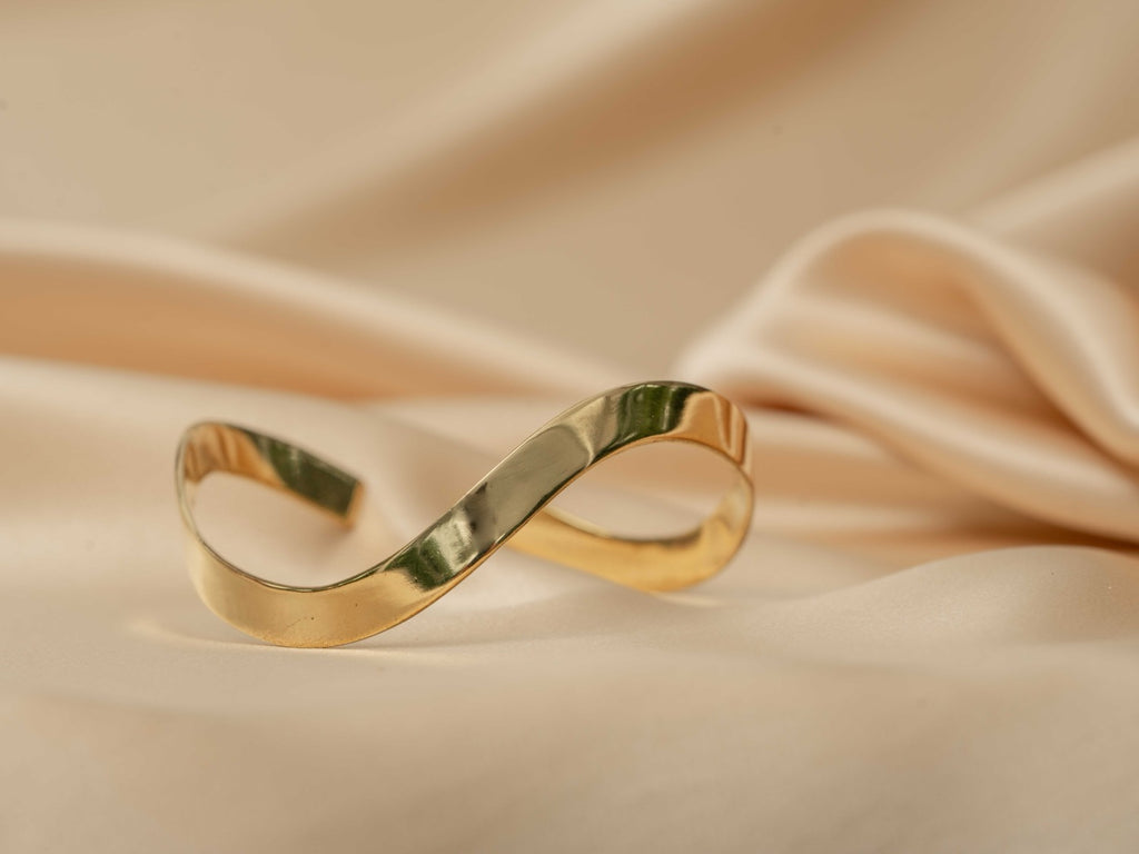 Infinity gold bangle handmade brass bracelet in gold — Land of Sundara