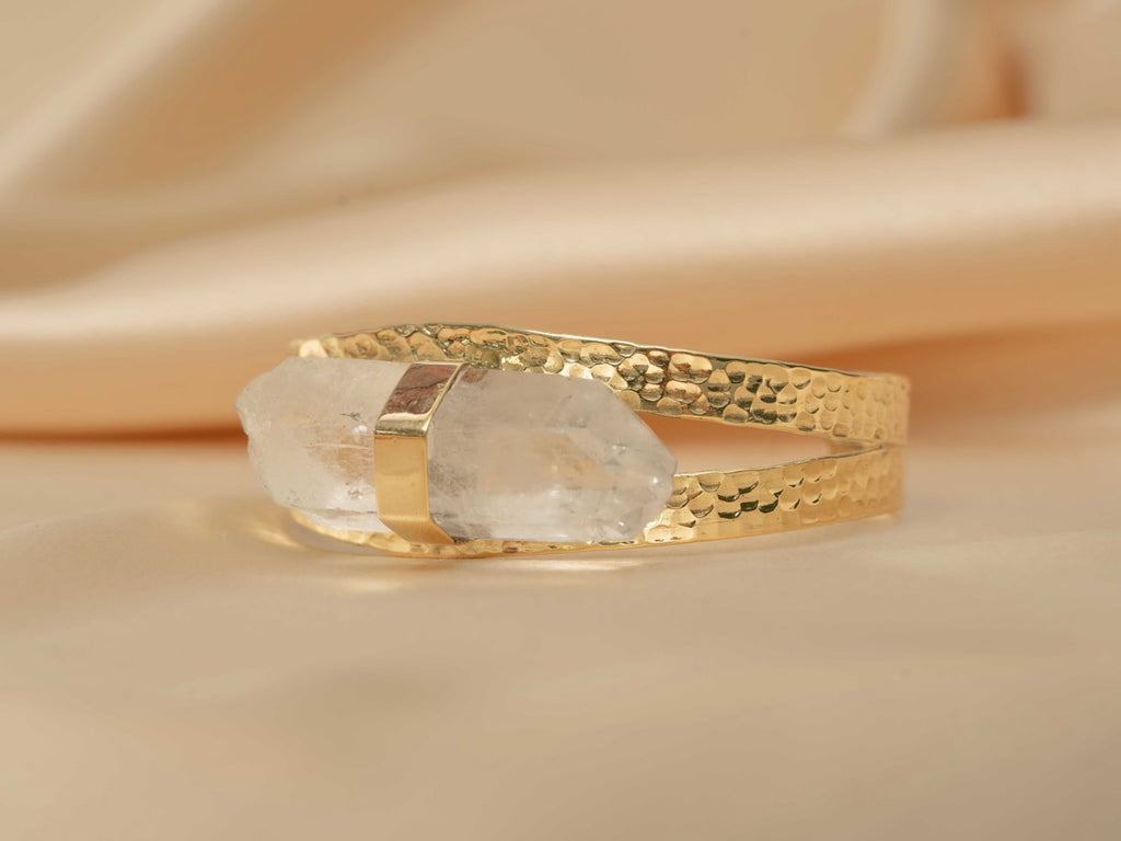 Athena quartz bracelet handmade brass bracelet in gold — Land of Sundara