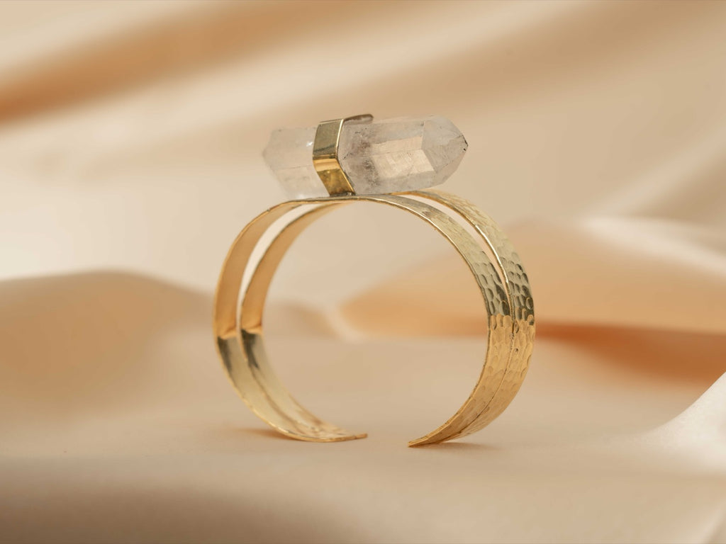 Athena quartz bracelet handmade brass bracelet in gold — Land of Sundara