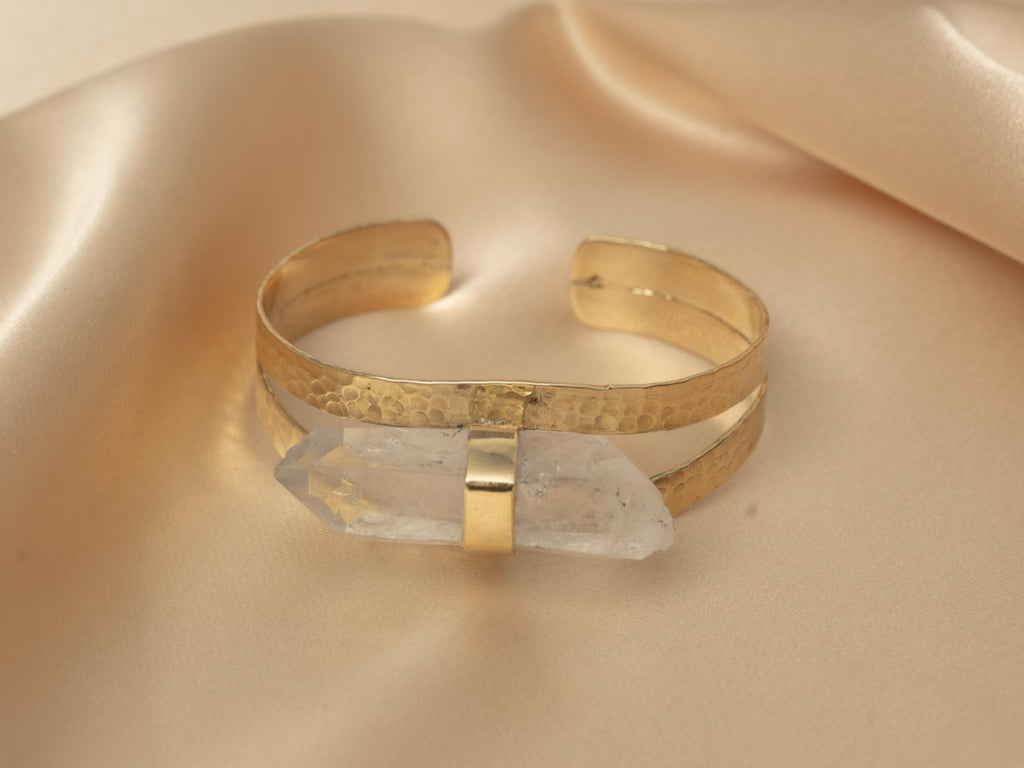 Athena quartz bracelet handmade brass bracelet in gold — Land of Sundara