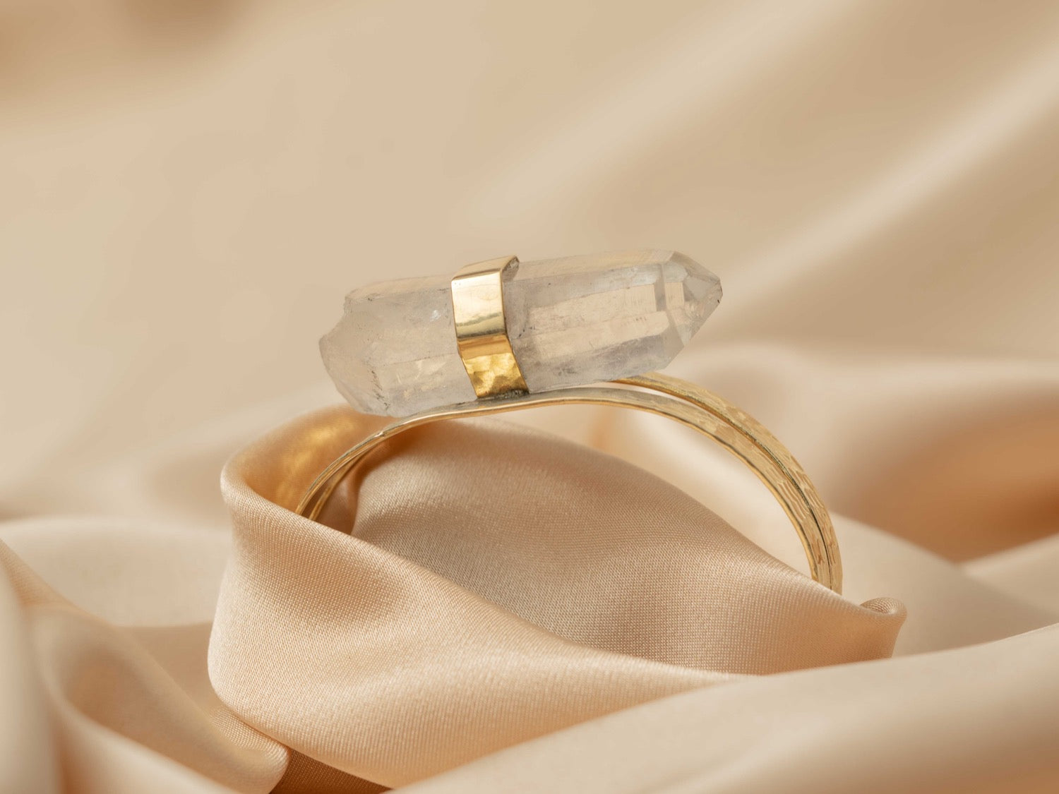 Athena quartz bracelet handmade brass bracelet in gold — Land of Sundara