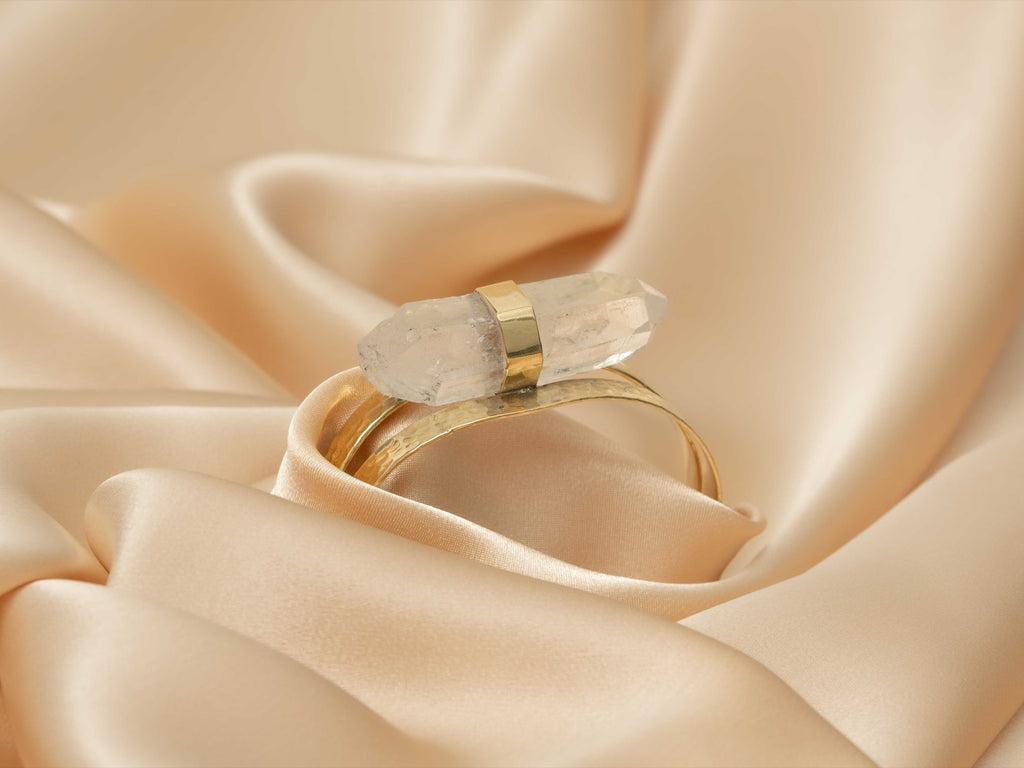 Athena quartz bracelet handmade brass bracelet in gold — Land of Sundara