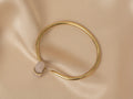Lotus rose quartz handmade brass bracelet in gold — Land of Sundara