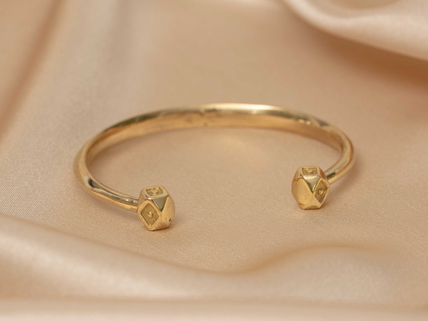 Sphinx engraved gold handmade brass bracelet in gold — Land of Sundara