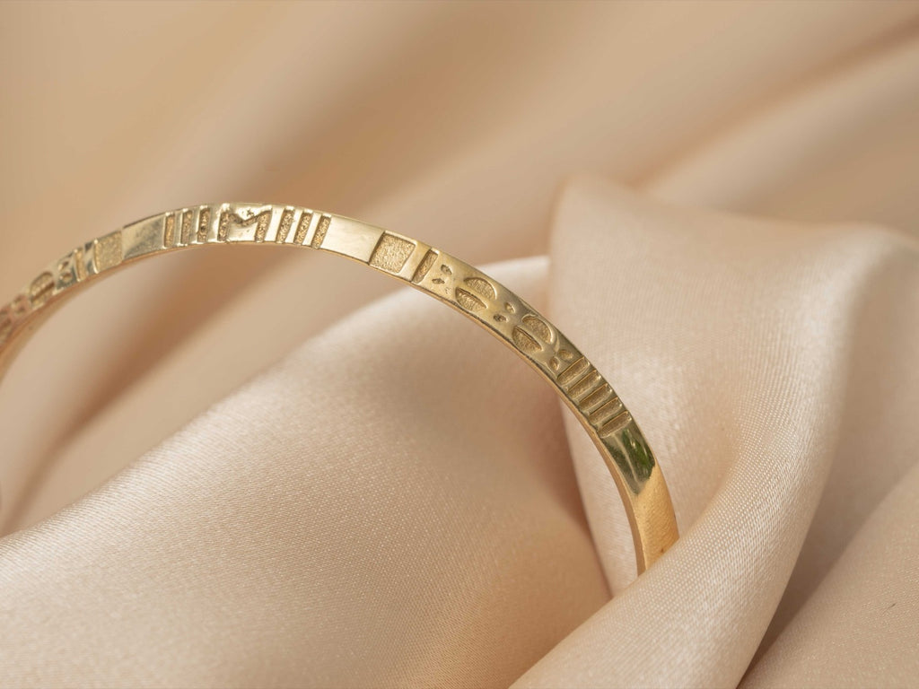 Sphinx engraved gold handmade brass bracelet in gold — Land of Sundara