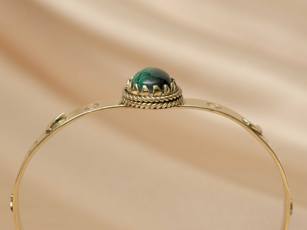 Pharaoh bracelet handmade brass bracelet with malachite stone — Land of Sundara