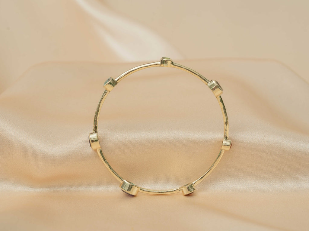 Aurelia Gem Bangle handmade brass bracelet with blue topaz / peridot / amethyst / iolite / carnelian / garnet