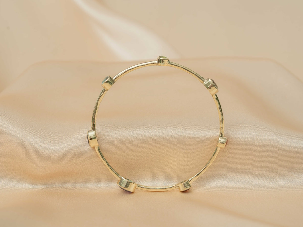 Aurelia Gem Bangle handmade brass bracelet with blue topaz / peridot / amethyst / iolite / carnelian / garnet