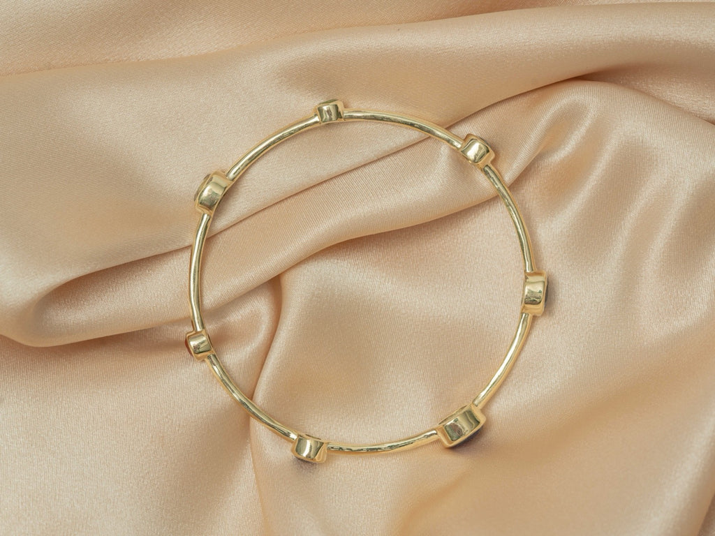 Aurelia Gem Bangle handmade brass bracelet with blue topaz / peridot / amethyst / iolite / carnelian / garnet