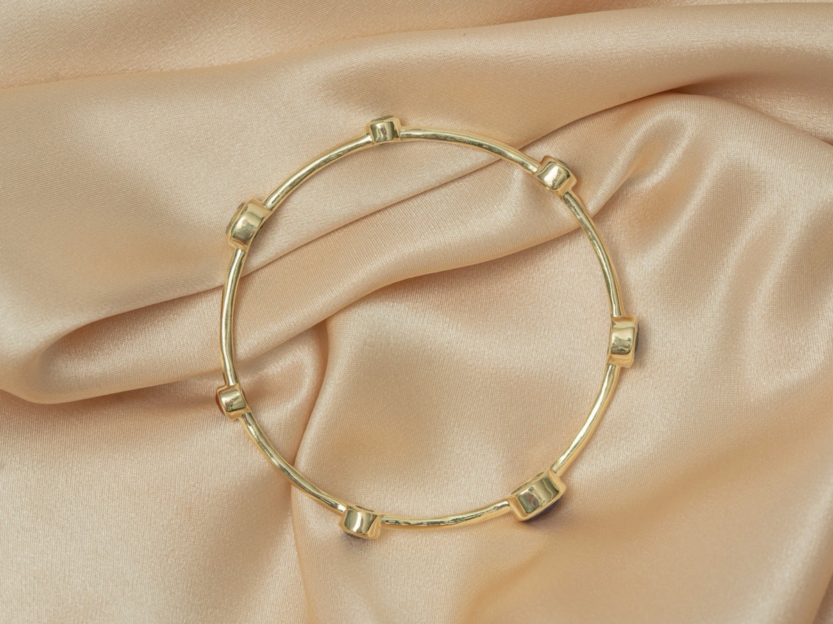 Aurelia Gem Bangle handmade brass bracelet with blue topaz / peridot / amethyst / iolite / carnelian / garnet