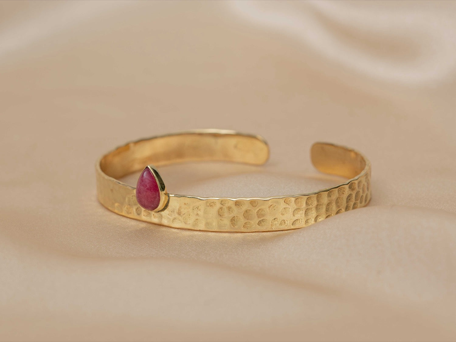 inca bracelet handmade brass bracelet with pink tourmaline stone — Land of Sundara