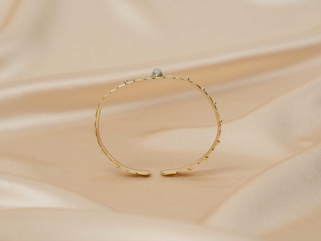 ANANDA bracelet handmade brass bracelet with pink tourmaline stone — Land of Sundara