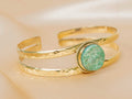 Kairos Bracelet handmade brass bracelet with green aventurine stone — Land of Sundara