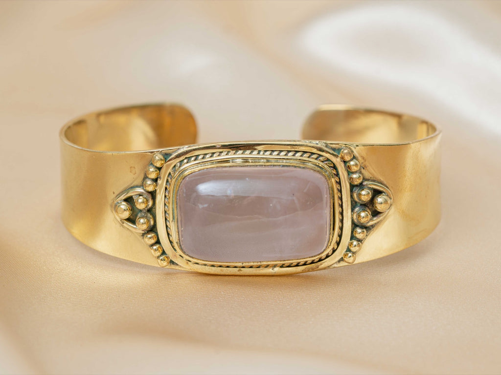 Aether handmade brass bracelet with opalite stone — Land of Sundara