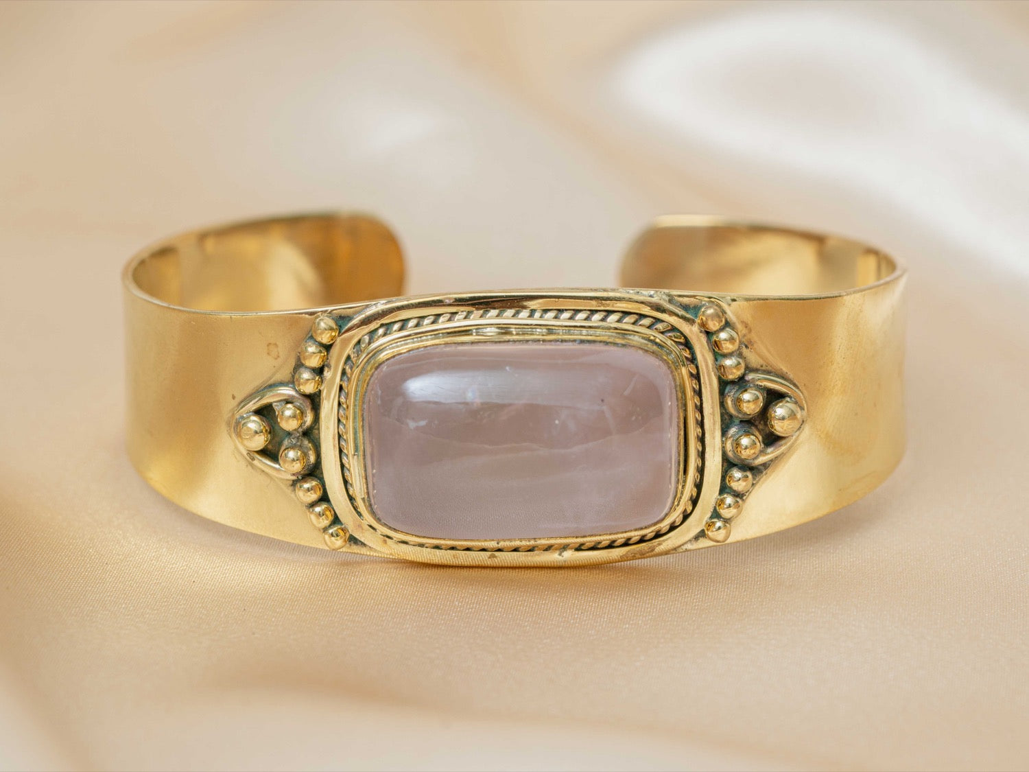 Aether handmade brass bracelet with opalite stone — Land of Sundara