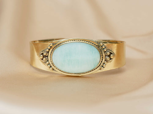 Aether Bracelet Bracelet handmade brass bracelet with opalite stone — Land of Sundara