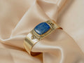 Selene handmade brass bracelet with lapis lazuli stone — Land of Sundara