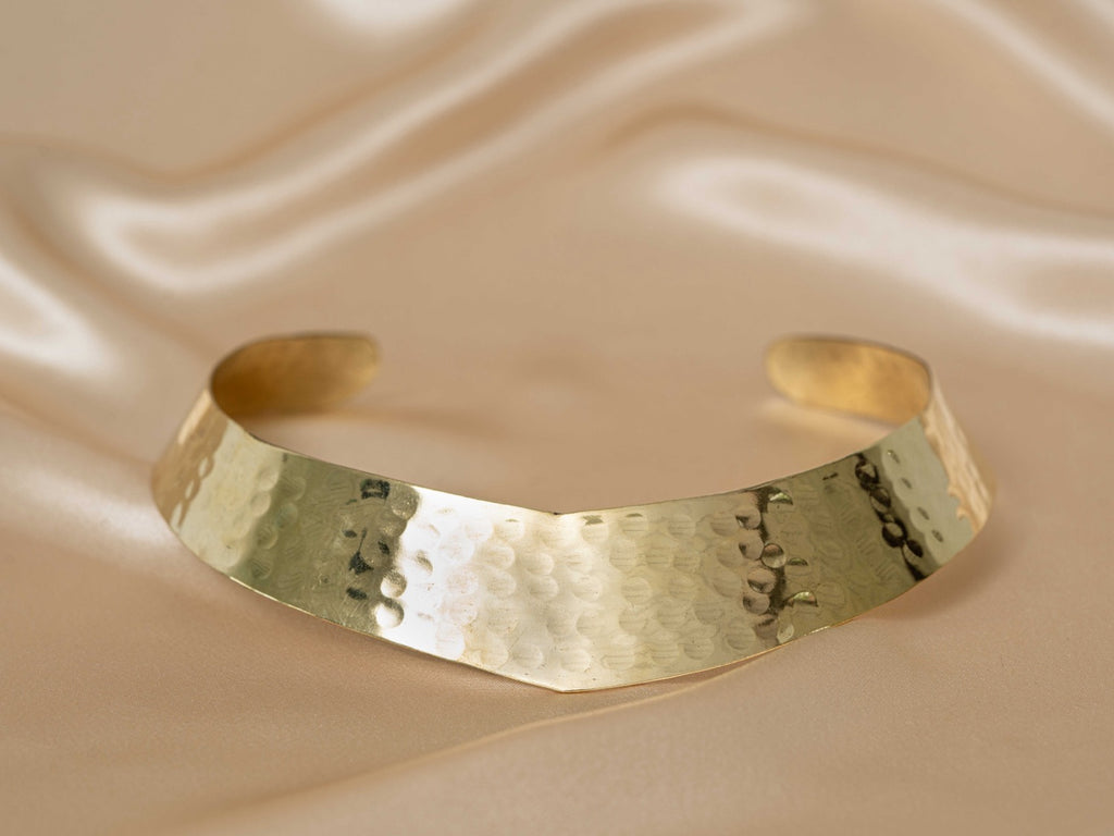 Surya Choker handmade brass necklace in gold — Land of Sundara