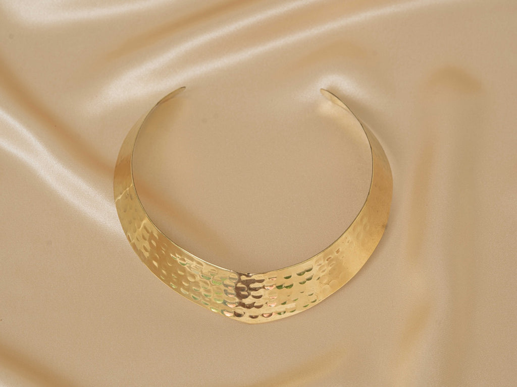 Surya Choker handmade brass necklace in gold — Land of Sundara