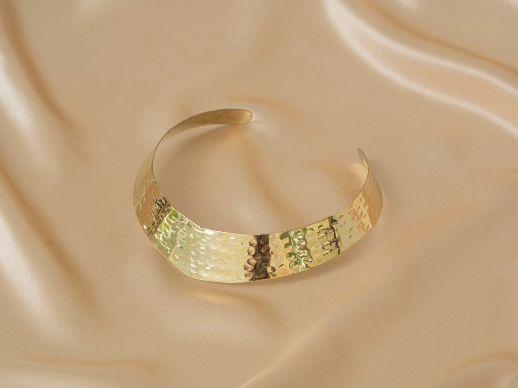 Surya Choker handmade brass necklace in gold — Land of Sundara