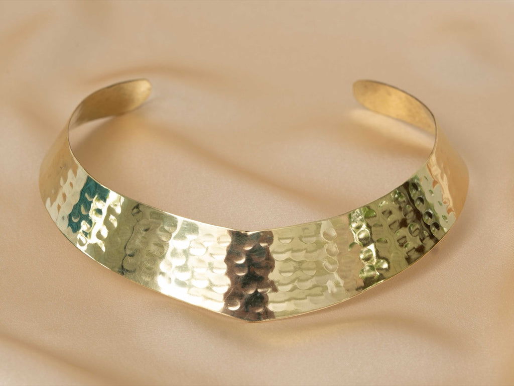 Surya Choker handmade brass necklace in gold — Land of Sundara