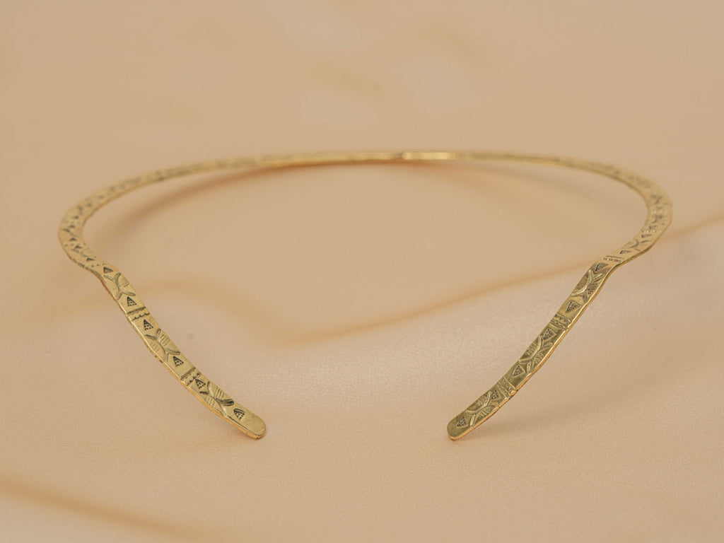 Dahar Collar handmade brass necklace in gold — Land of Sundara