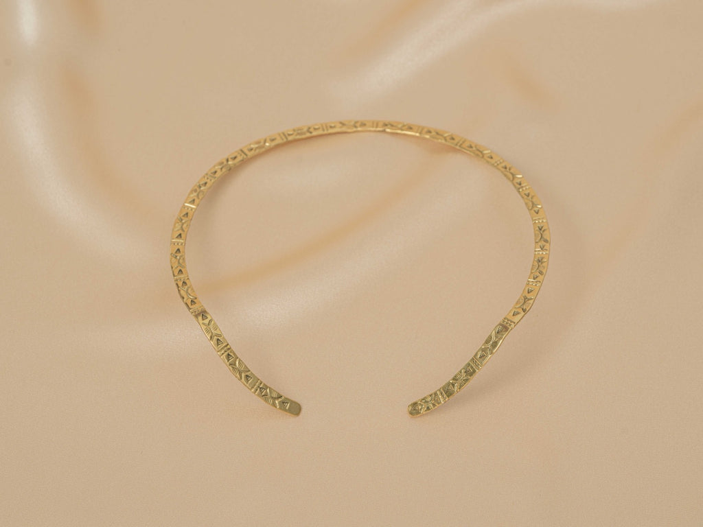 Dahar Collar handmade brass necklace in gold — Land of Sundara