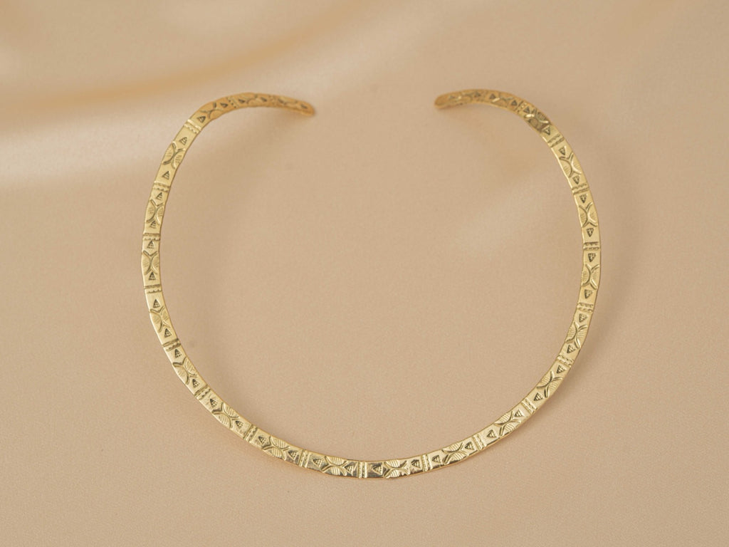 Dahar Collar handmade brass necklace in gold — Land of Sundara