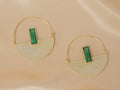 Prism Drop handmade brass earring with green chalcedony stone — Land of Sundara