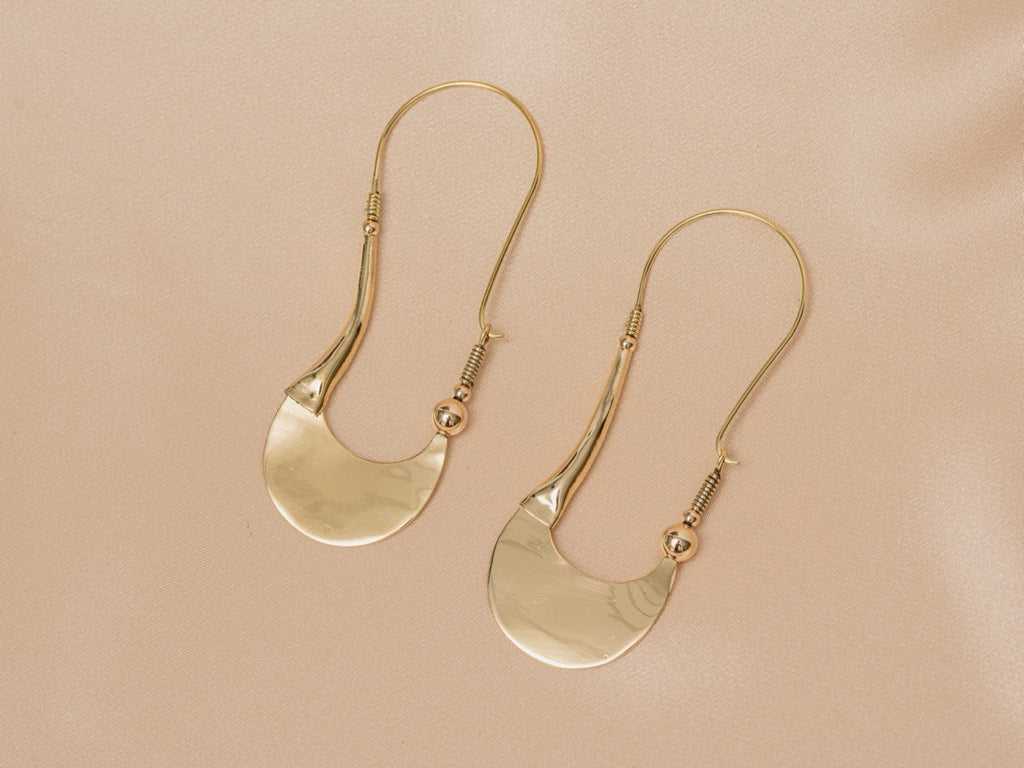 Sahara Drop handmade brass earring in gold — Land of Sundara
