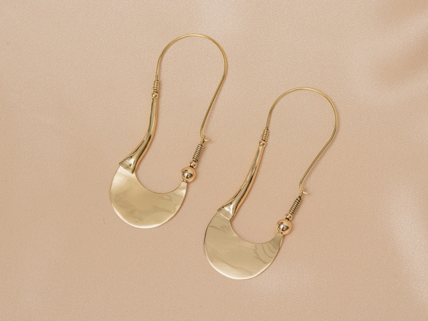 Sahara Drop handmade brass earring in gold — Land of Sundara