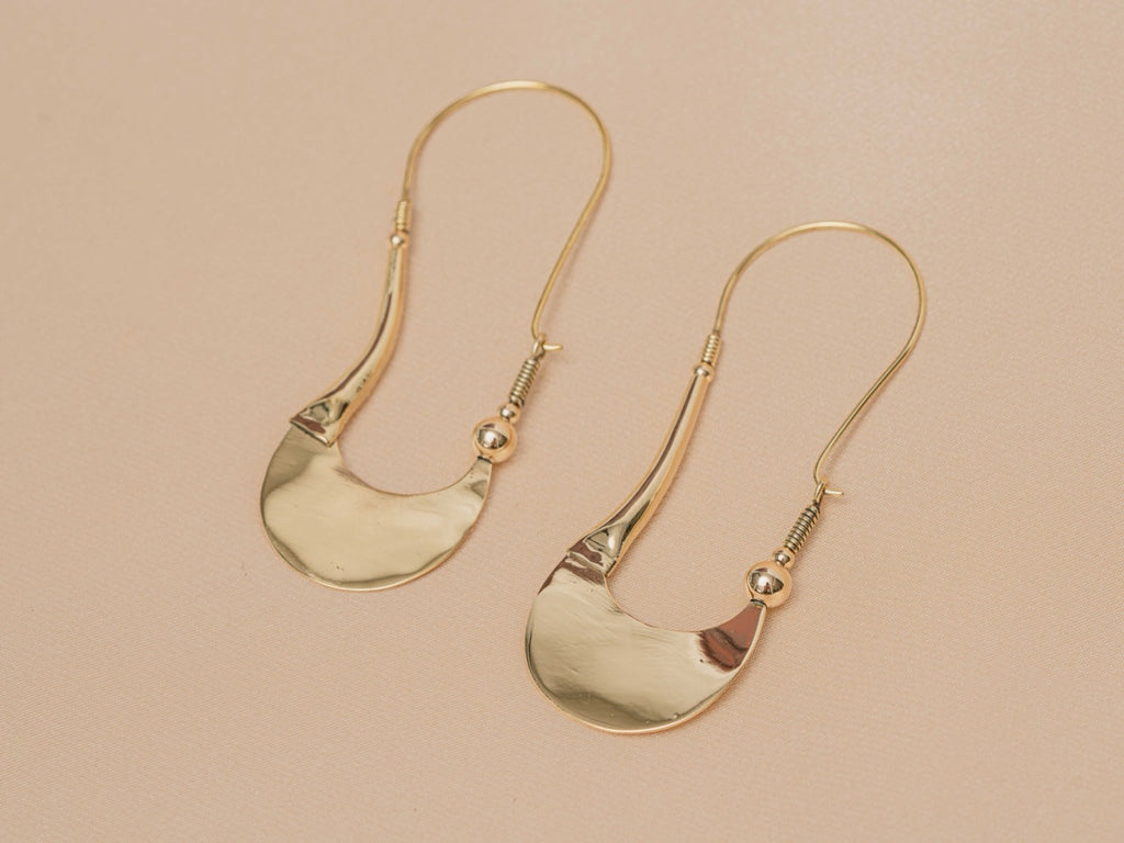 Sahara Drop handmade brass earring in gold — Land of Sundara