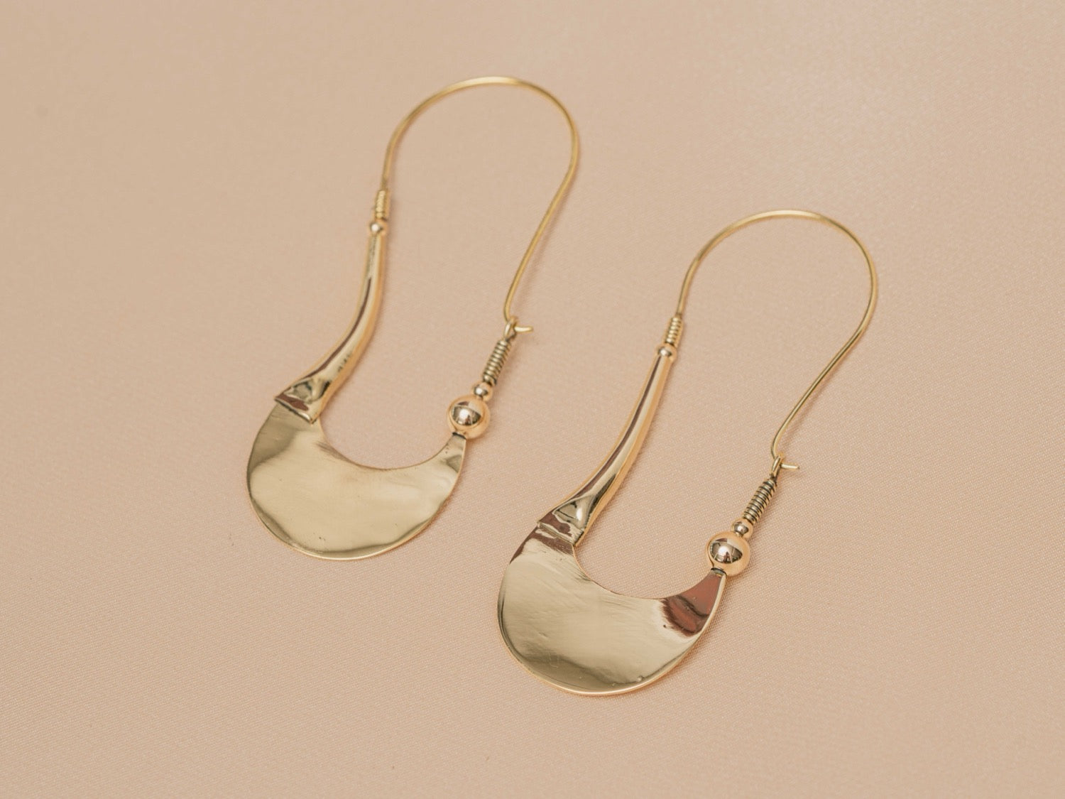 Sahara Drop handmade brass earring in gold — Land of Sundara