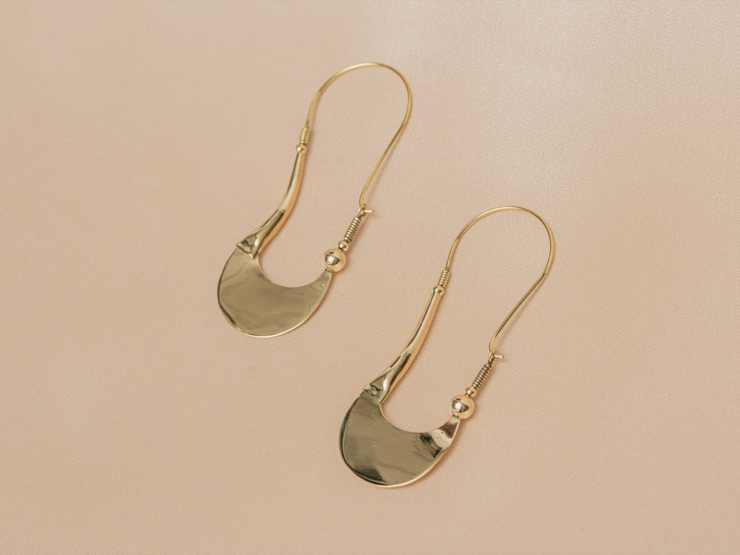 Sahara Drop handmade brass earring in gold — Land of Sundara