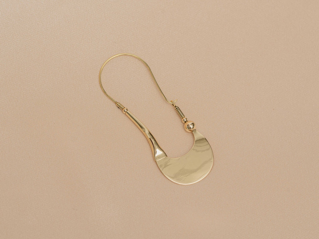 Sahara Drop handmade brass earring in gold — Land of Sundara