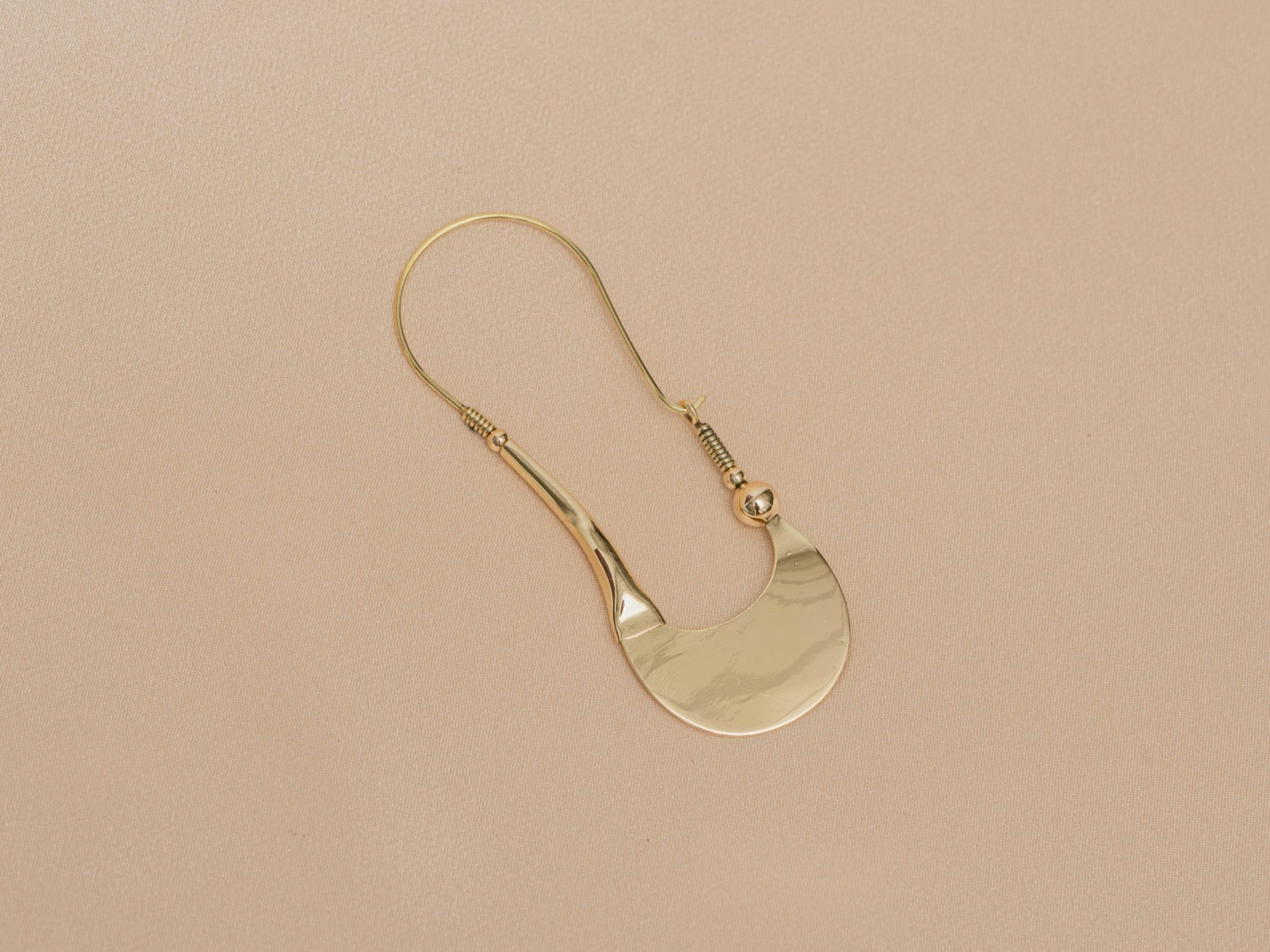 Sahara Drop handmade brass earring in gold — Land of Sundara