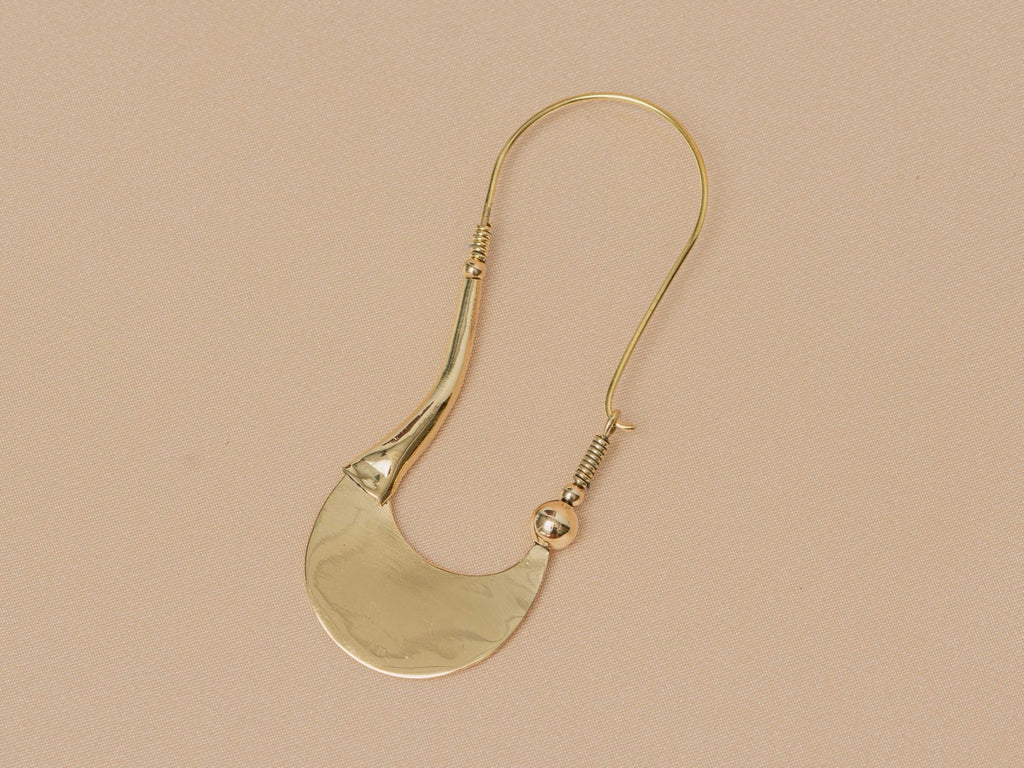 Sahara Drop handmade brass earring in gold — Land of Sundara