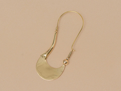 Sahara Drop handmade brass earring in gold — Land of Sundara