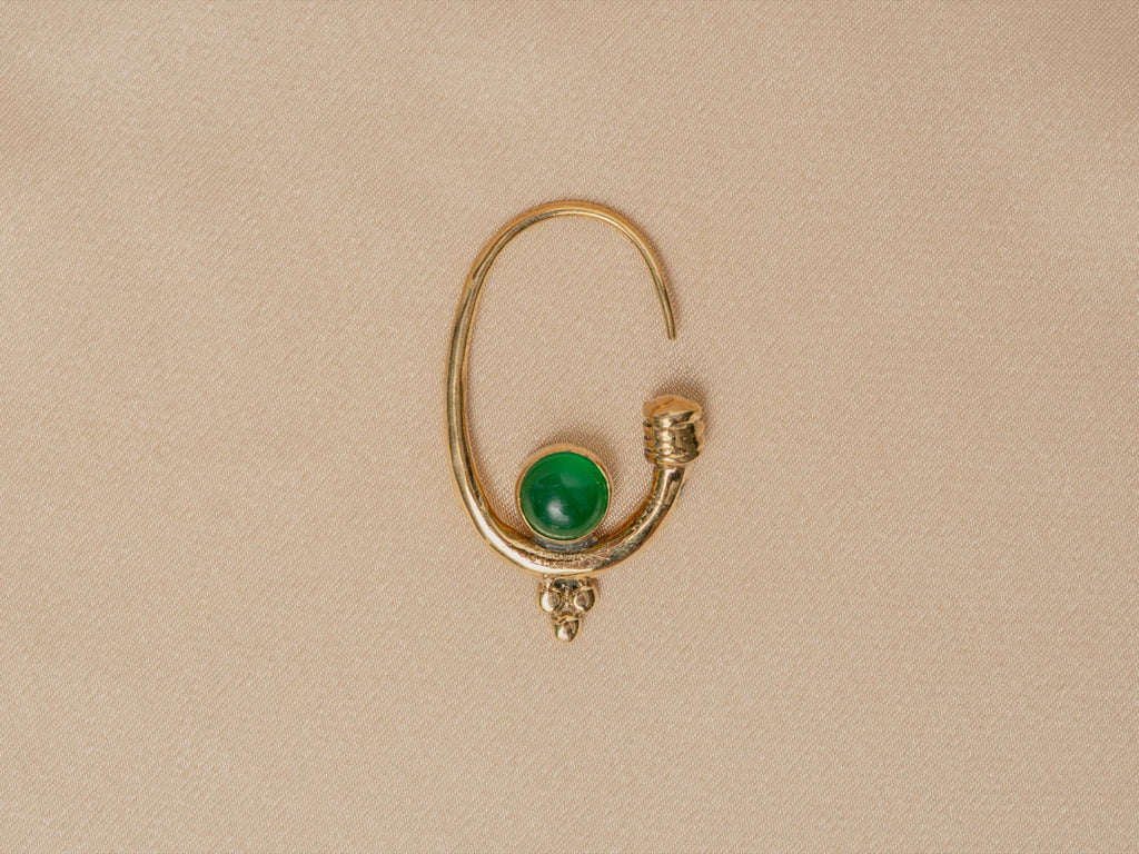 Berber Hoop handmade brass earring with lapis lazuli stone — Land of Sundara