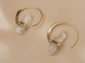 Illumina Hoop handmade brass earring with clear quartz stone — Land of Sundara